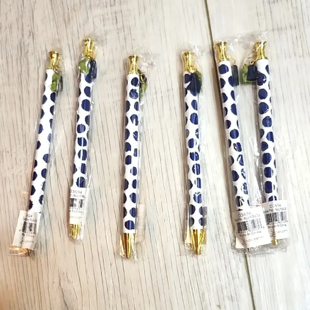 6 - Polka Dot Pens with Gold Accents